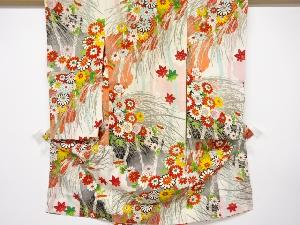アンティーク　菊に楓模様着物